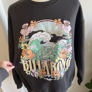 Billabong Grey Floral Graphic Sweatshirt